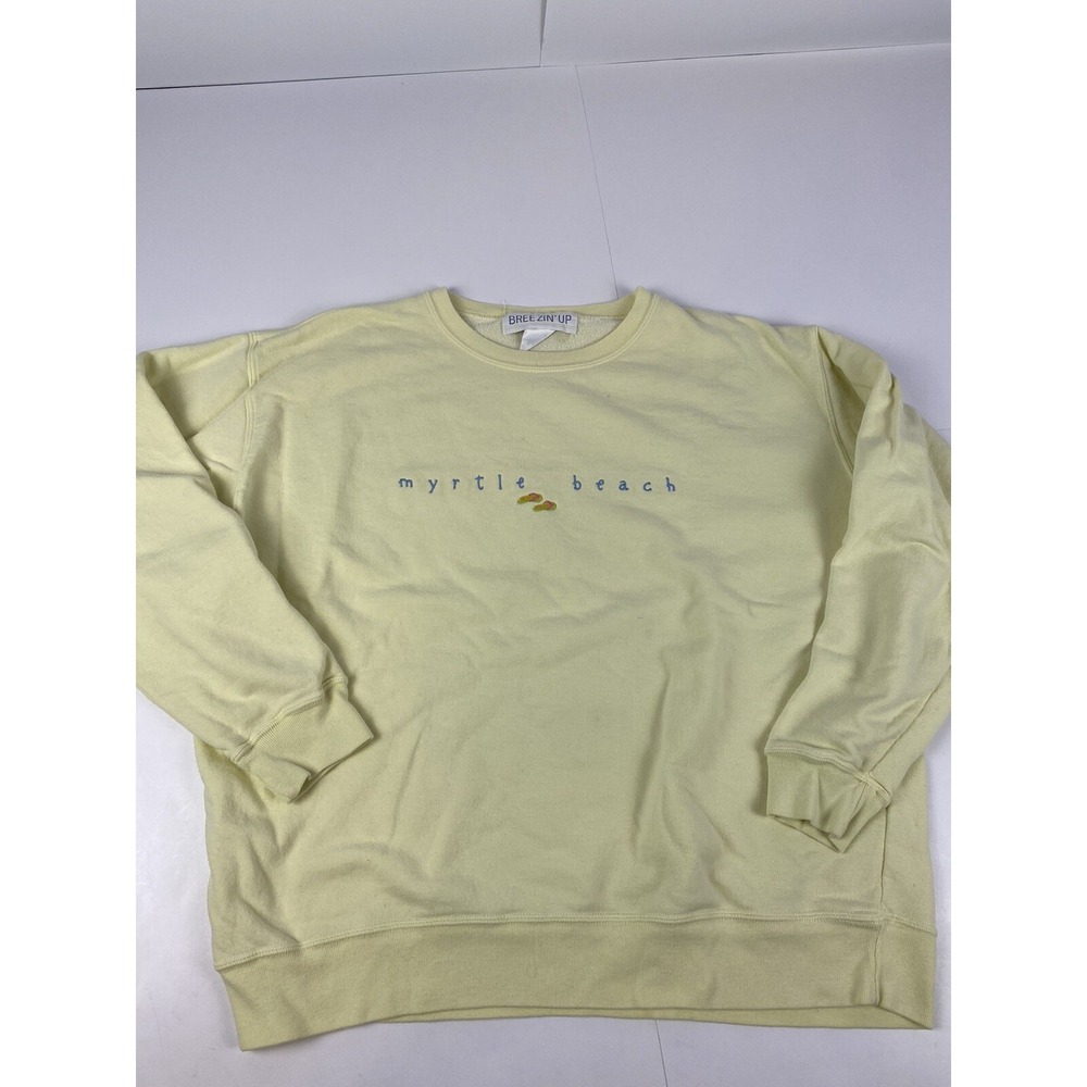 Vintage Myrtle Beach Sweatshirt Unisex Size  Medium Embroidered Souvenir Yellow
